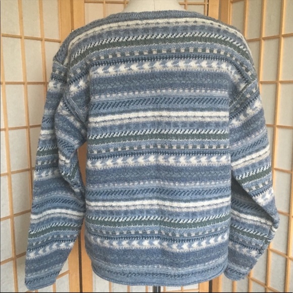 NWT Bemidji Woolen Mills Blue Dusk Fair Isle Style Wool Sweater SZ L - Picture 5 of 8